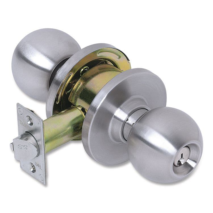TELL MANUFACTURING Heavy Duty Commercial Storeroom Knob Lockset, Stainless Steel Finish (PFQCL100045)