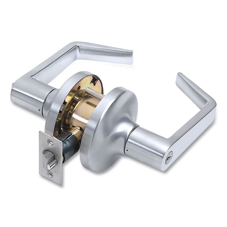 TELL MANUFACTURING Heavy Duty Commercial Entry Lever Lockset, Satin Chrome Finish (PFQCL100150)