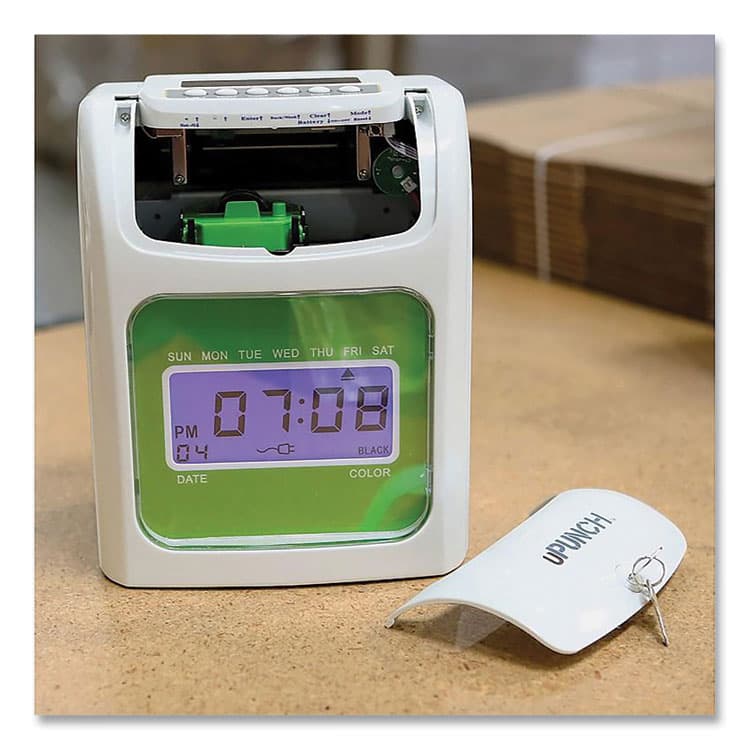 WORKWELL TECHNOLOGIES UB1000 Electronic Non-Calculating Time Clock Bundle, Digital Display, Beige/Green (PPZUB1000) thumbnail 4