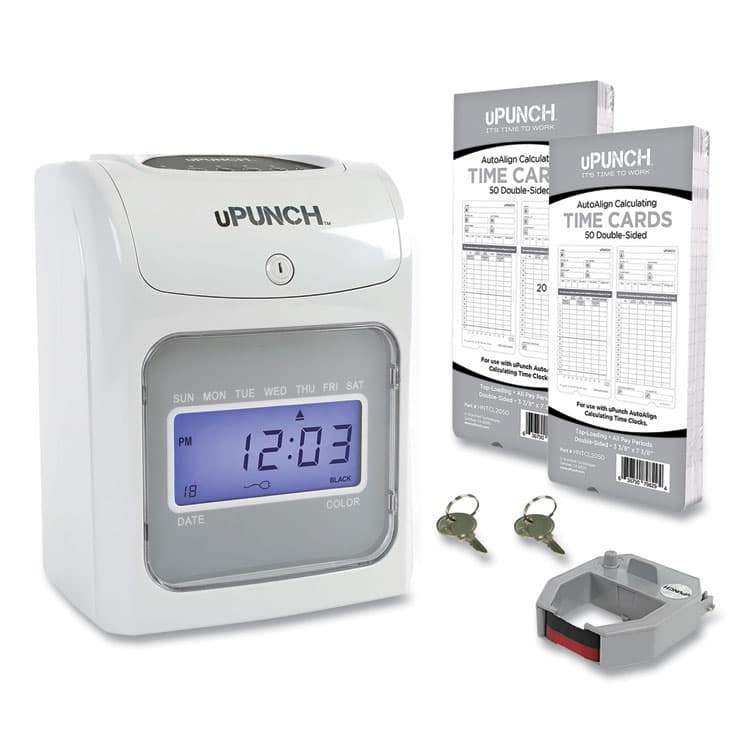 WORKWELL TECHNOLOGIES HN2500 Electronic Calculating Time Clock Bundle, Digital Display, Beige/Gray (PPZHN2500)