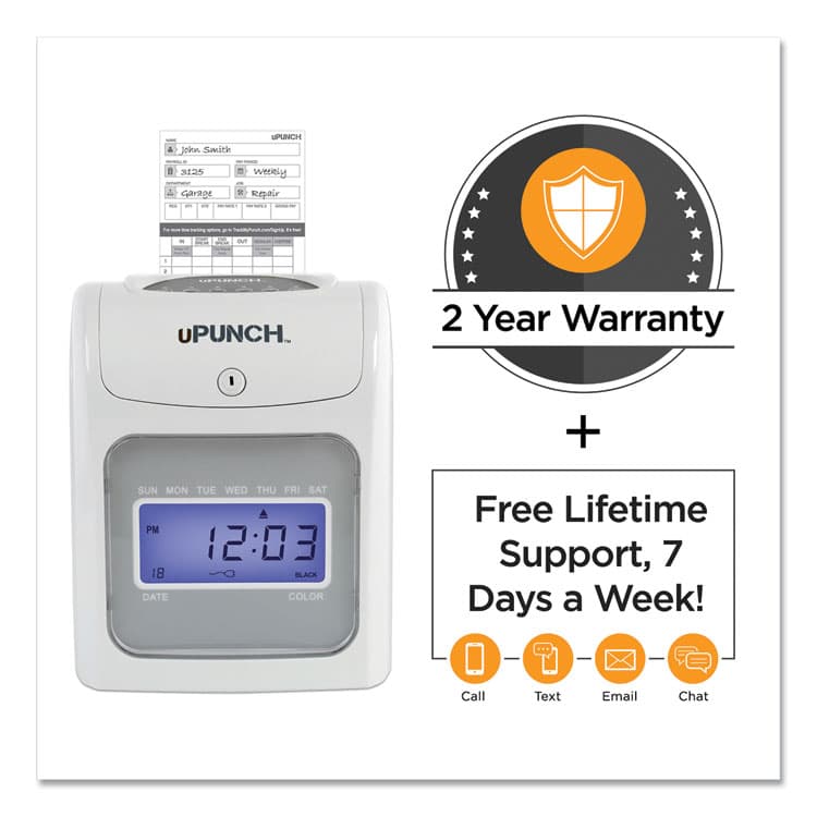 WORKWELL TECHNOLOGIES HN2500 Electronic Calculating Time Clock Bundle, Digital Display, Beige/Gray (PPZHN2500) thumbnail 2