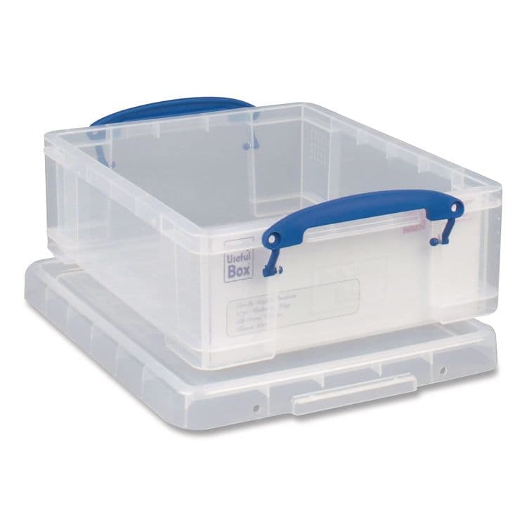 REALLY USEFUL BOXES . Snap-Lid Storage Bin, 2.14 gal, 11" x 14" x 5", Clear/Blue, 5/Pack (RUA81CPK5CB)