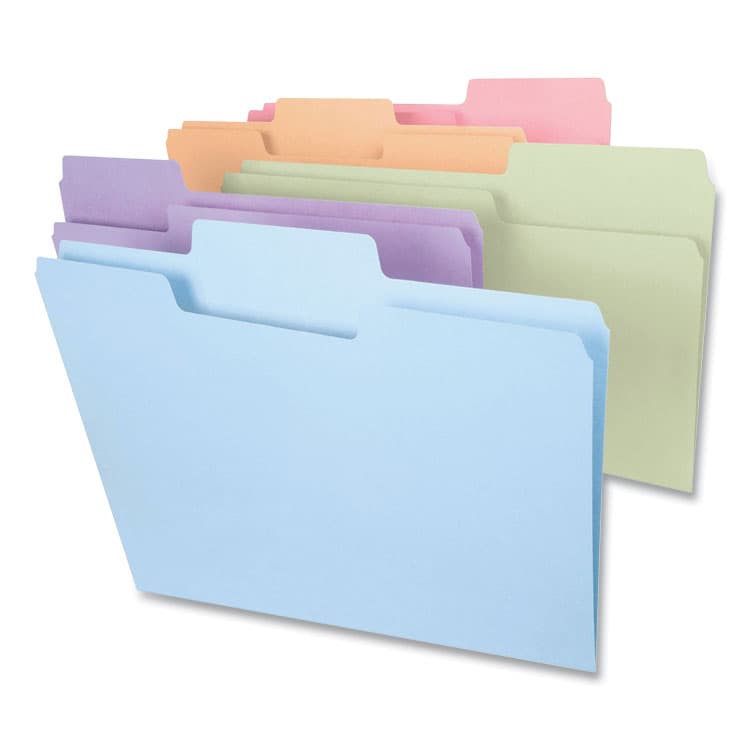 SMEAD MANUFACTURING CO. SuperTab Colored File Folders, 1/3-Cut Tabs: Assorted, Legal Size, 0.75" Expansion, 11-pt Stock, Pastel Assortment, 100/Box (SMD11962) thumbnail 2