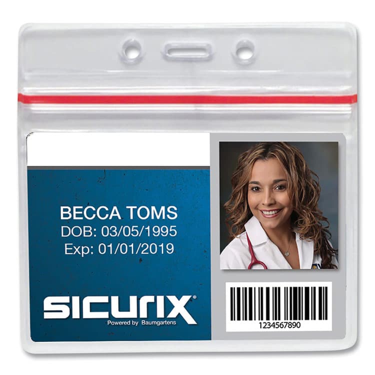 BAUMGARTENS Sealable Cardholder, Horizontal, 3.75 x 2.62, Clear, 50/Pack (SRXBAU47830) thumbnail 3