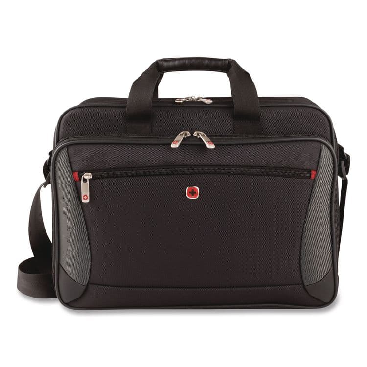 VICTORINOX SWISS ARMY . SwissGear Mainframe Laptop Briefcase, Fits Devices Up to 16", Polyester, 15.75 x 6 x 12, Black/Gray (SWA64038010)