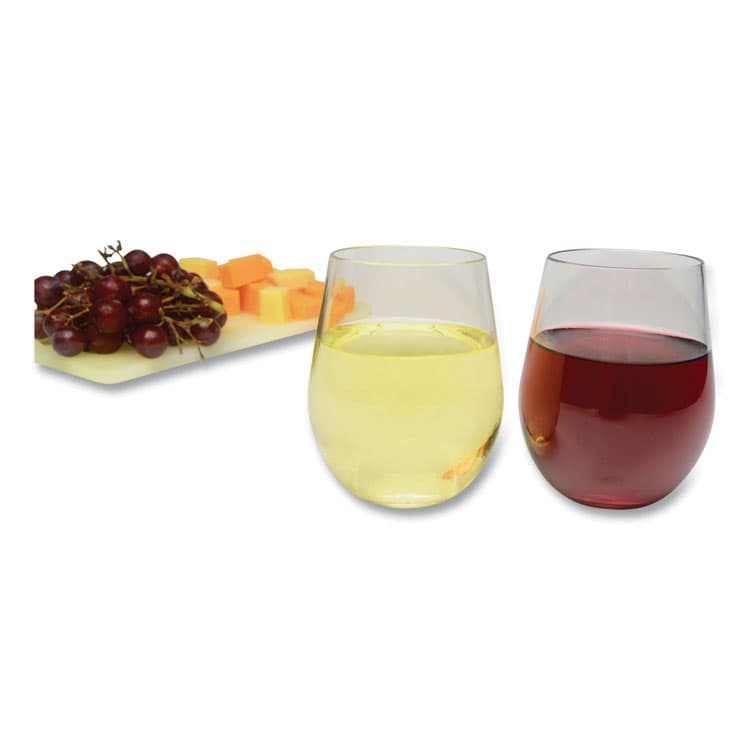 TABLEMATE PRODUCTS, CO. Plastic Stemless Wine Glasses, 12 oz, Clear, 6/Pack (TBL0211)