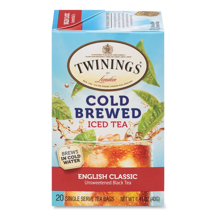 TWININGS NORTH AMERICA Cold Brew Iced Tea Bags, English Classic, 0.07 oz Tea Bag, 20/Box (TWG51331)