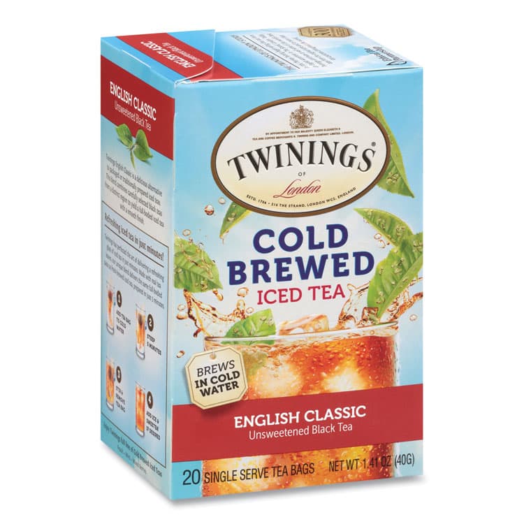 TWININGS NORTH AMERICA Cold Brew Iced Tea Bags, English Classic, 0.07 oz Tea Bag, 20/Box (TWG51331) thumbnail 3