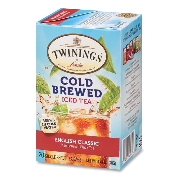 TWININGS NORTH AMERICA Cold Brew Iced Tea Bags, English Classic, 0.07 oz Tea Bag, 20/Box (TWG51331) thumbnail 4