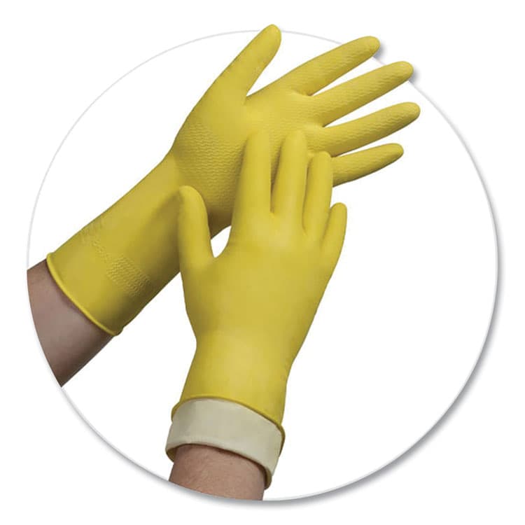 TRADEX INTERNATIONAL Pro L6500 Series Flock-Lined Latex Gloves, 12" Long, Small, Yellow, 12 Pairs (TXILSM6500) thumbnail 2