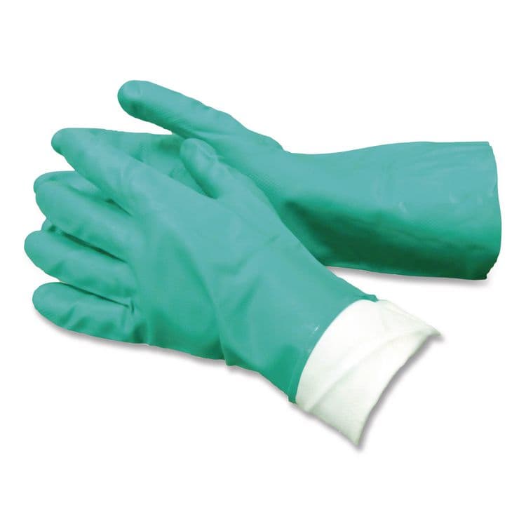 TRADEX INTERNATIONAL Pro N650 Series Flock-Lined Nitrile Rubber Gloves, 13" Long, X-Large, Green, 12 Pairs (TXINTL650XLHDG)