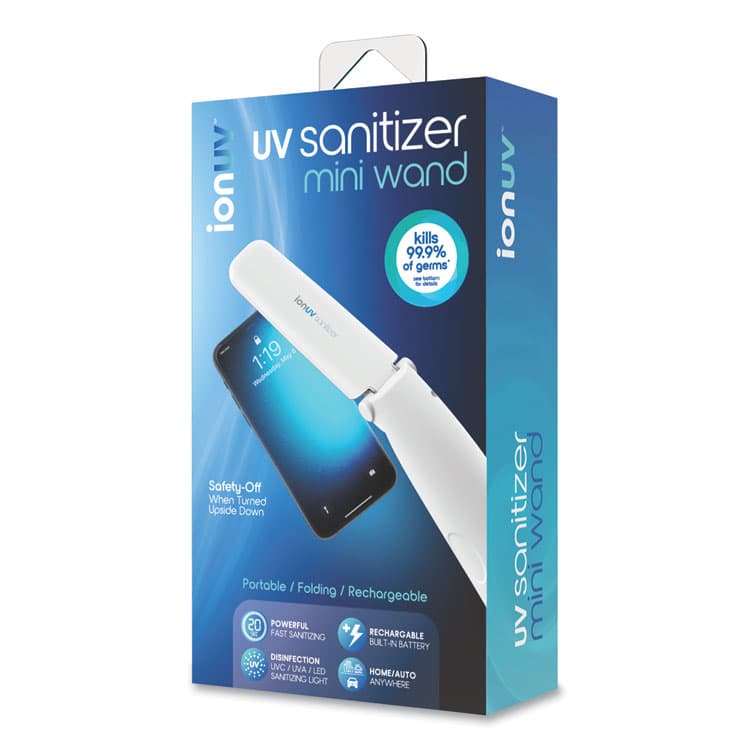 TZUMI ionUV Mini Sanitizer Wand, White (TZM7548ST)