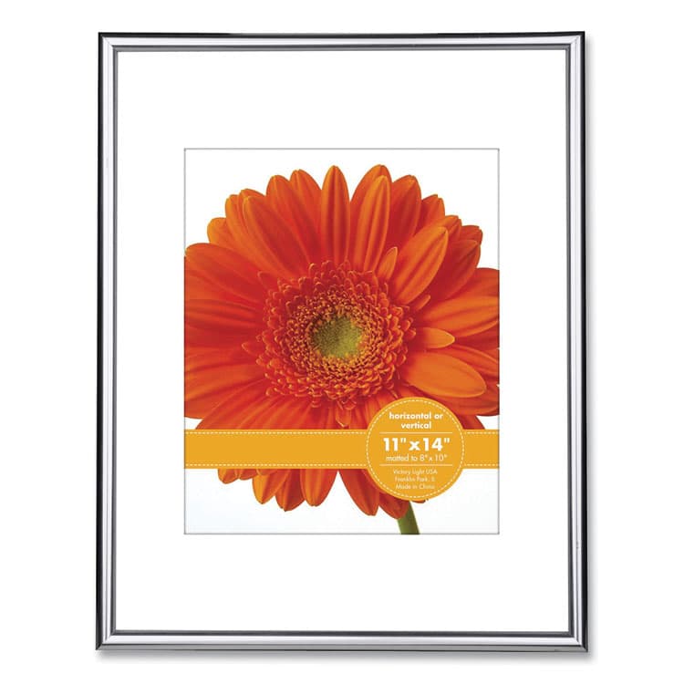 VICTORY LIGHT USA LLC Metallic Poster Frame with Mat, 8 x 10 Insert, Silver/Black (VLUVF2001B1114S)