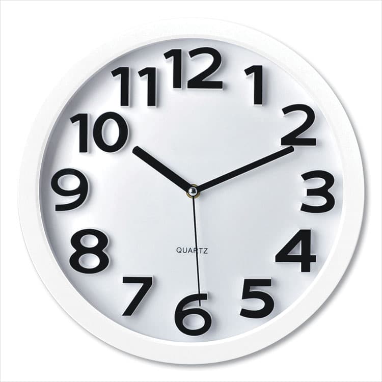 VICTORY LIGHT USA LLC Wall Clock with Raised Numerals and Silent Sweep Dial, 13' Overall Diameter, White Case, White Face, 1 AA (sold separately) (VLUTC62127W)