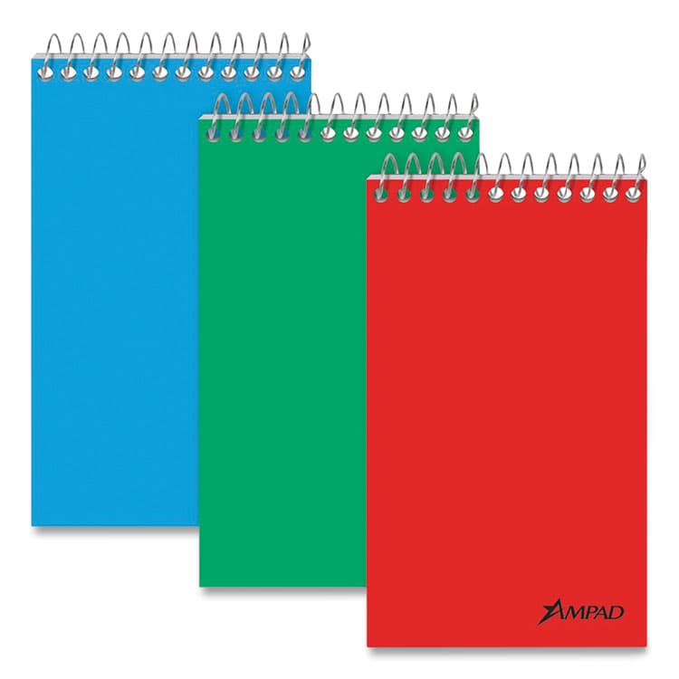 AMPAD/DIV. OF AMERCN PD&PPR Memo Pads, Assorted Cover Colors, Narrow Rule, (60) White 3 x 5 Sheets, Dozen (AMP25087)