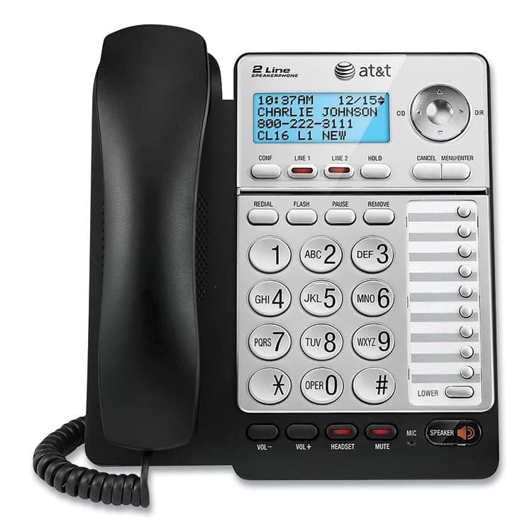 VTECH COMMUNICATIONS ML17928 Two-Line Corded Speakerphone, Black/Silver (ATTML17928)