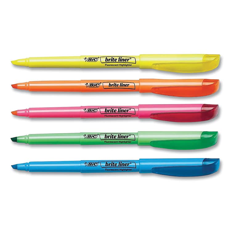 BIC CORP. Brite Liner Highlighter, Assorted Ink Colors, Chisel Tip, Assorted Barrel Colors, Dozen (BIC30221)