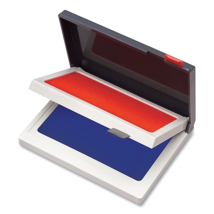 CONSOLIDATED STAMP Two-Color Felt Stamp Pads, 4.25" x 3.75", Blue/Red (COS090429)