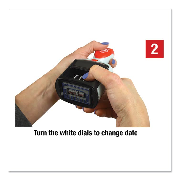 CONSOLIDATED STAMP Model S 360 Self-Inking Two-Color Message Dater, 5 Years, ENTERED/FAXED/PAID/RECEIVED, 1.81" x 1.25", Blue/Red Ink (COS032519) thumbnail 4