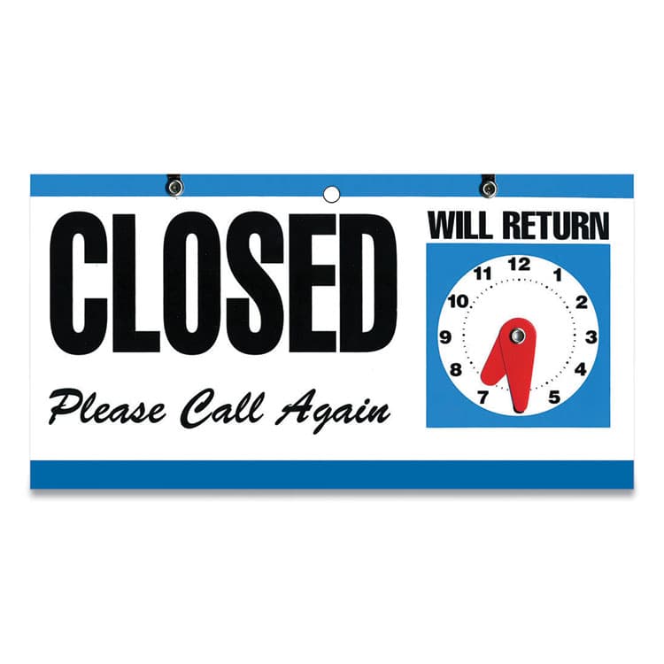 CONSOLIDATED STAMP Open/Closed Outdoor Sign, 11.6 x 6, Blue/White/Black (CSC098013) thumbnail 2