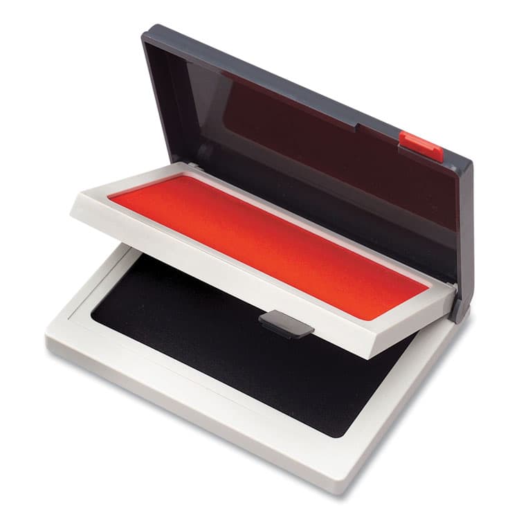 CONSOLIDATED STAMP 2000 PLUS Two-Color Felt Stamp Pad Case, 4" x 2", Black/Red (CSC090468)