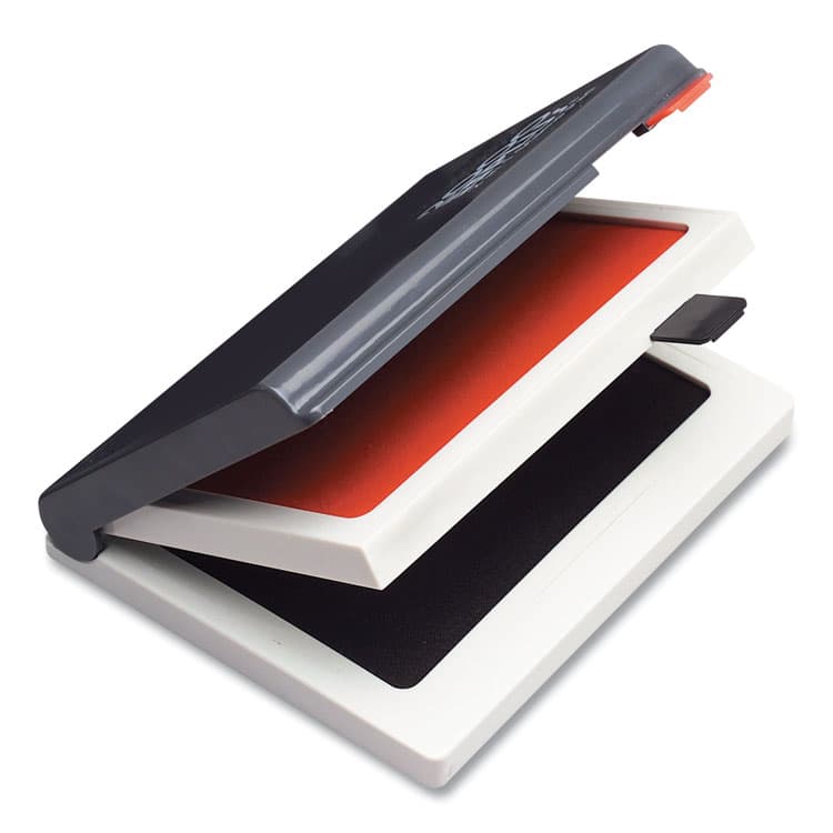 CONSOLIDATED STAMP 2000 PLUS Two-Color Felt Stamp Pad Case, 4" x 2", Black/Red (CSC090468) thumbnail 3