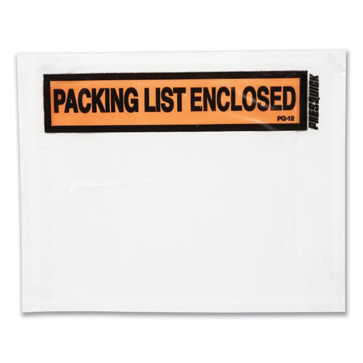 SHURTAPE TECHNOLOGIES Packing List Envelopes, Top-Print Front: Packing List/Invoice Enclosed, 4.5 x 5.5, Clear/Orange, 500/Box (DUCPL500V)