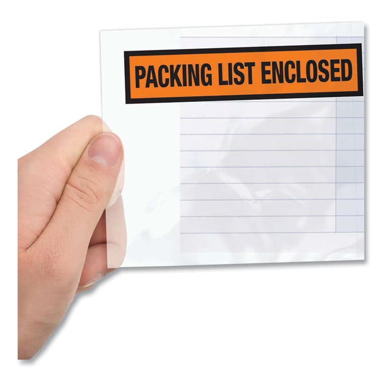 SHURTAPE TECHNOLOGIES Packing List Envelopes, Top-Print Front: Packing List/Invoice Enclosed, 4.5 x 5.5, Clear/Orange, 500/Box (DUCPL500V) thumbnail 3