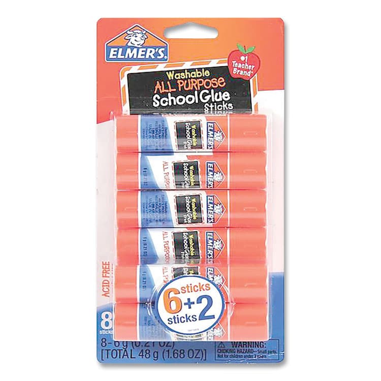 ELMER'S PRODUCTS, . Washable School Glue Sticks, 0.21 oz, Applies and Dries Clear, 8/Pack (EPIE5003E5004) thumbnail 2