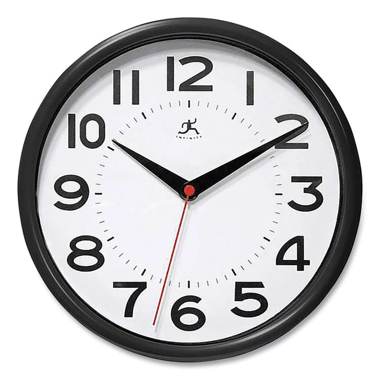 INFINITY INSTRUMENTS LTD Metro Wall Clock, 9" Diameter, Black Case, 1 AA (sold separately) (IFM14220BK3364)