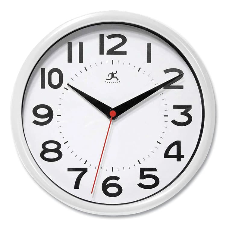 INFINITY INSTRUMENTS LTD Metro Wall Clock, 9" Diameter, White Case, 1 AA (sold separately) (IFM14220WH3364)