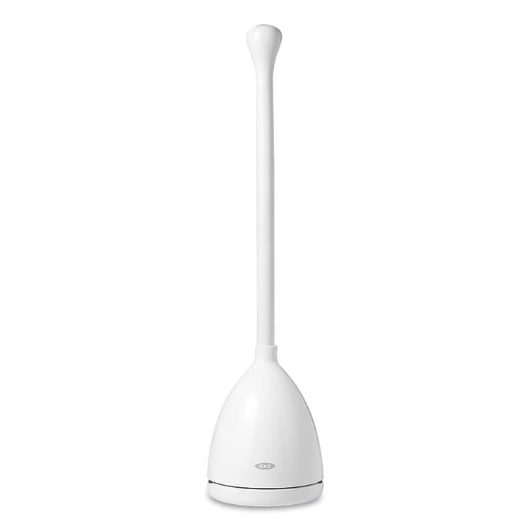 OXO Good Grips Toilet Plunger and Canister, 24" Plastic Handle, 6" dia, White (OXO12241700)