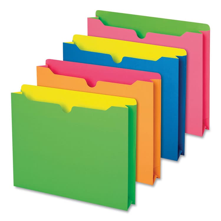 ESSELTE PENDAFLEX CORP. Twisted Glow Paper File Jacket, 2" Expansion, Straight Top Tab, Letter Size, Assorted Colors, 10/Pack (PFX49501)