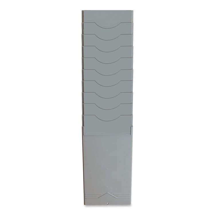PYRAMID TECHNOLOGIES, . Time Card Rack, 10 Pockets, Plastic, Light Gray (PTI40010)
