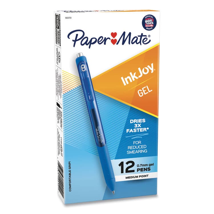 SANFORD InkJoy Gel Pen, Retractable, Medium 0.7 mm, Blue Ink, Blue Barrel, Dozen (PAP1951721A)