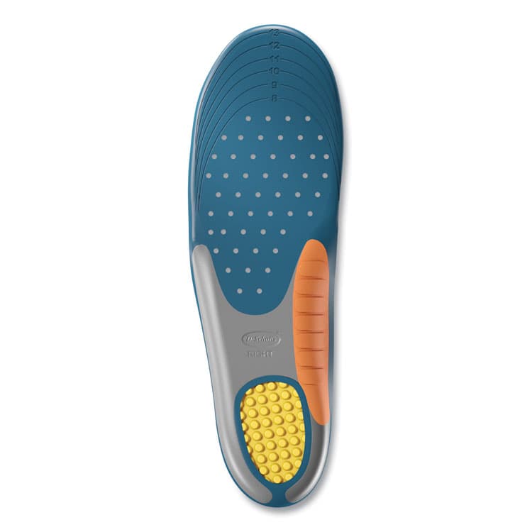SCHOLL'S WELLNESS COMPANY LLC Pain Relief Orthotic Heavy Duty Support Insoles, Men, Men's Sizes 8 to 14, Gray/Blue/Orange/Yellow, Pair (DSC59048) thumbnail 3