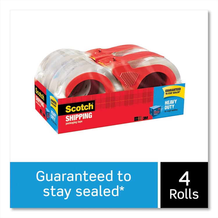 3M/COMMERCIAL TAPE DIV. 3850 Heavy-Duty Packaging Tape with Dispenser, 3" Core, 1.88" x 54.6 yds, Clear, 4/Pack (MMM38504RD) thumbnail 3