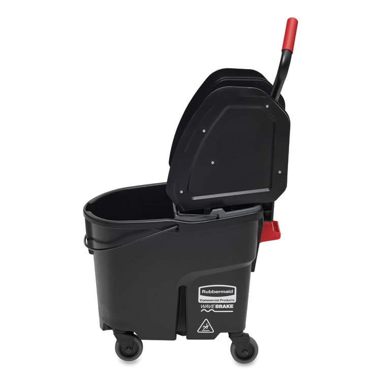 RUBBERMAID COMMERCIAL PROD. WaveBrake 2.0 Bucket/Wringer Combos, Down-Press, 35 qt, Plastic, Black (RCPFG1863898) thumbnail 2