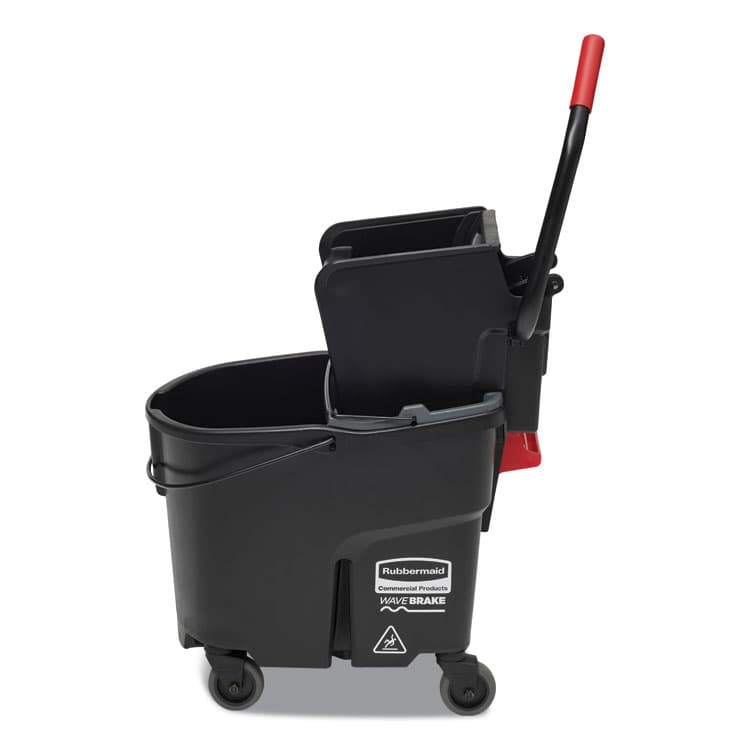 RUBBERMAID COMMERCIAL PROD. WaveBrake 2.0 Bucket/Wringer Combos, Side-Press, 35 qt, Plastic, Black (RCPFG1863896) thumbnail 2