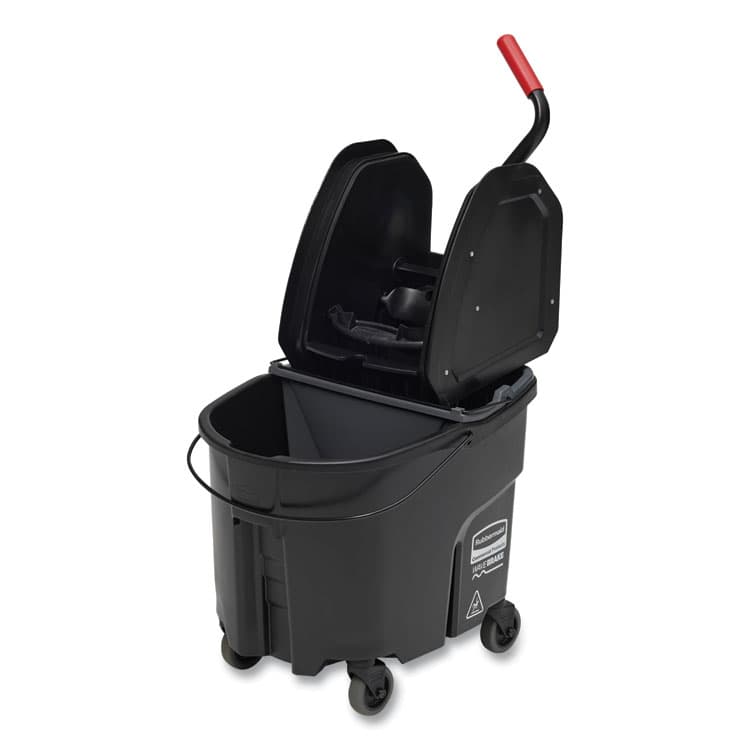 RUBBERMAID COMMERCIAL PROD. WaveBrake 2.0 Bucket/Wringer Combos, Down-Press, 35 qt, Plastic, Black (RCPFG1863898)