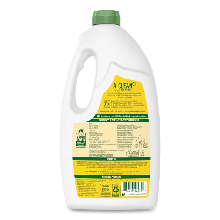 SEVENTH GENERATION Natural Automatic Dishwasher Gel, Lemon, 42 oz Bottle, 6/Carton (SEV22171CT) thumbnail 3