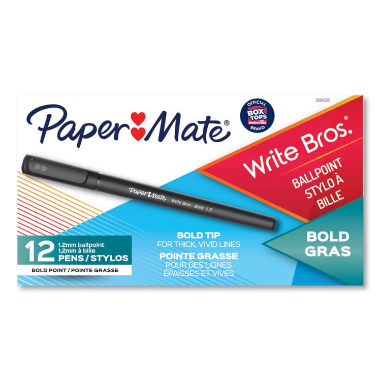 SANFORD Write Bros. Ballpoint Pen, Stick, Bold 1.2 mm, Black Ink, Black Barrel, Dozen (PAP2124520) thumbnail 2