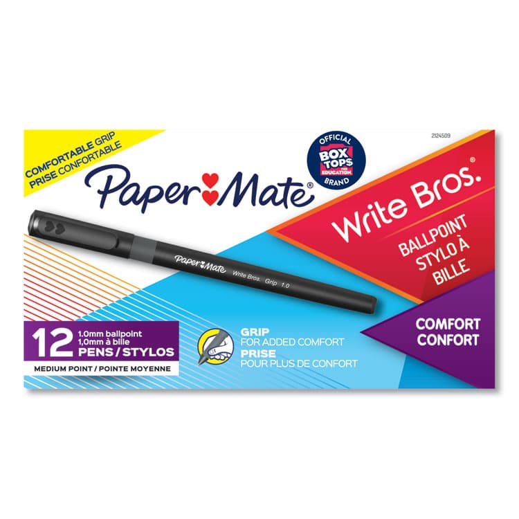 SANFORD Write Bros. Grip Ballpoint Pen, Stick, Medium 1 mm, Black Ink, Black Barrel, Dozen (PAP2124509) thumbnail 2