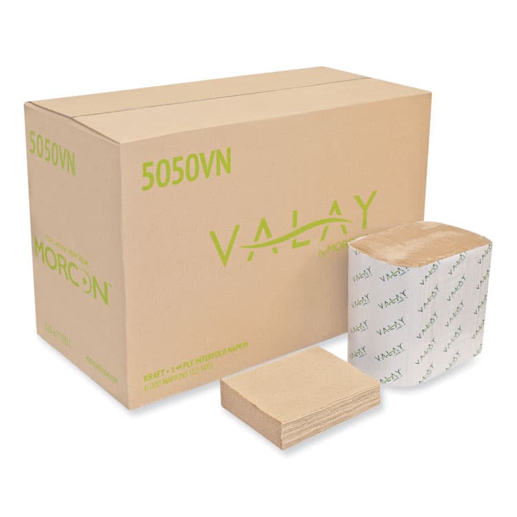 MORCON Valay Interfolded Napkins, 1-Ply, 6.3 x 8.85, Kraft, 6,000/Carton (MOR5050VN)