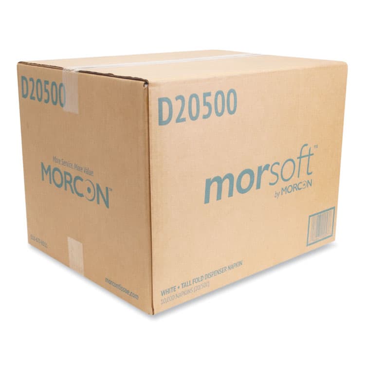 MORCON Morsoft Dispenser Napkins, 1-Ply, 6 x 13, White, 500/Pack, 20 Packs/Carton (MORD20500) thumbnail 2