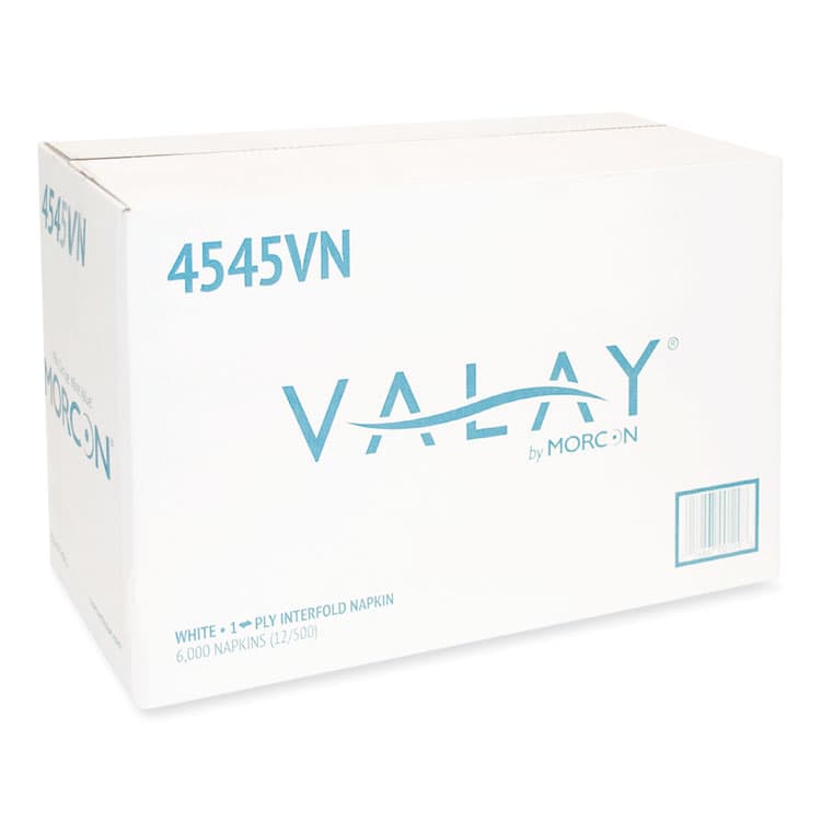 MORCON Valay Interfolded Napkins, 1-Ply, White, 6.5 x 8.25, 6,000/Carton (MOR4545VN) thumbnail 2