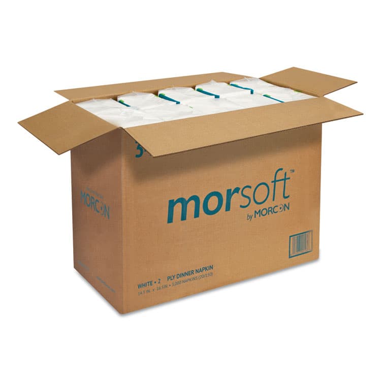 MORCON Morsoft Dinner Napkins, 2-Ply, 14.5 x 16.5, White, 3,000/Carton (MOR3466) thumbnail 3