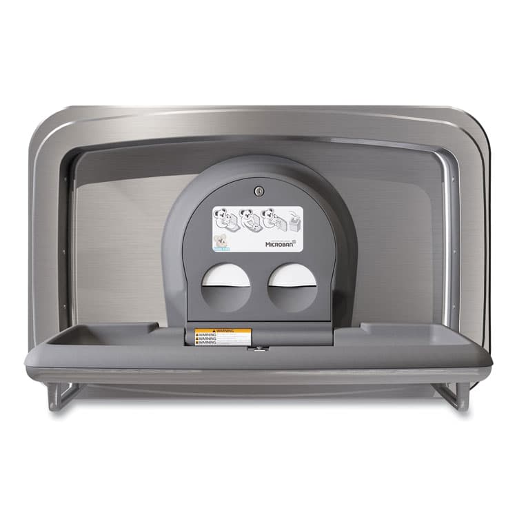 BOBRICK WASHROOM Baby Changing Station, Wall Horizontal Mount, 37.06 x 21.63, Gray (BOBKB310SSWM)