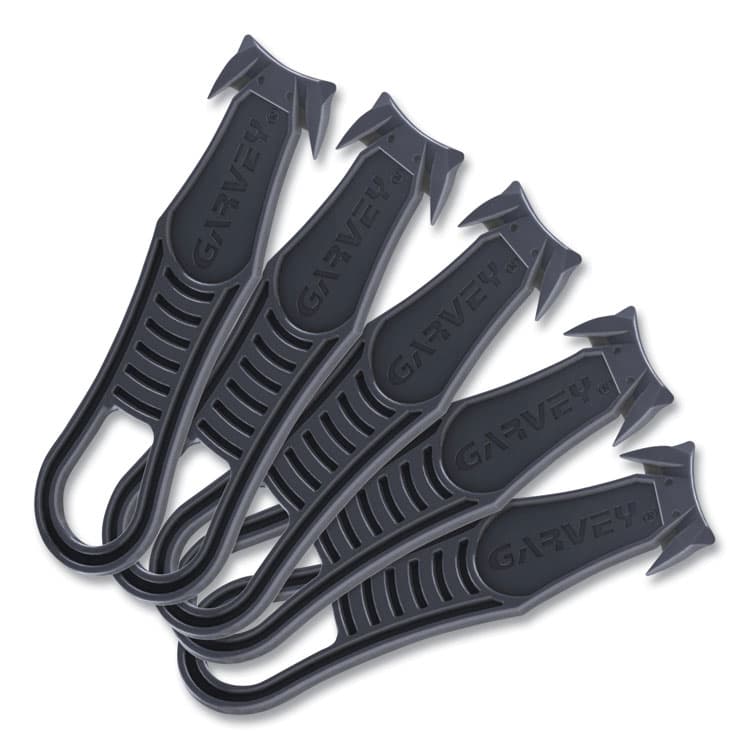 CONSOLIDATED STAMP Safety Cutter Box Cutter Knife with Double Shielded Blade, 4" Plastic Handle, Black, 5/Pack (COS091459) thumbnail 2