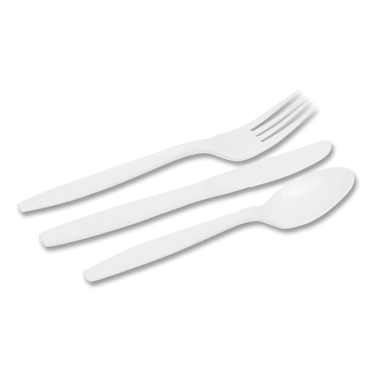 DIXIE FOOD SERVICE Combo Pack, Tray with White Plastic Utensils, Heavyweight, Fork/Knife/Spoon, 168/Pack, 6 Packs/Carton (DXECM168CT) thumbnail 2